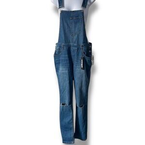 Dollhouse Overalls Juniors Sz 15 Blue Distressed Denim Country Girl Farmer NWT